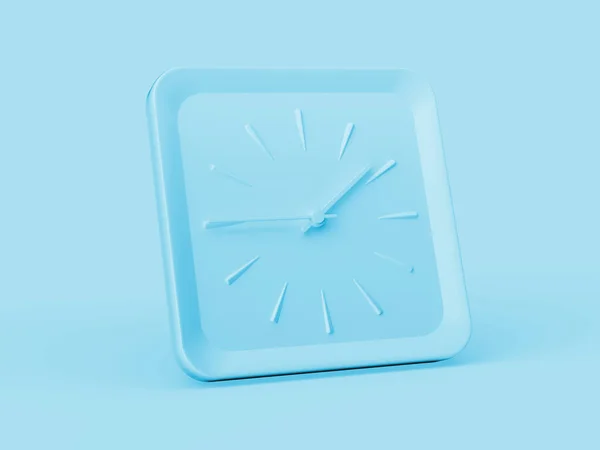 Horloge Murale Carrée Bleue Simple Quarante Cinq Quart Fond Bleu — Photo