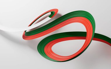 Madagaskar 'ın 3d Bayrağı 3d Dalgalanan Kurdele Bayrağı Beyaz Arkaplanda İzole Edildi, 3d Görüntü