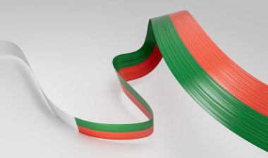 Madagaskar 'ın 3d Bayrağı 3d Dalgalanan Kurdele Bayrağı Beyaz Arkaplanda İzole Edildi, 3d Görüntü