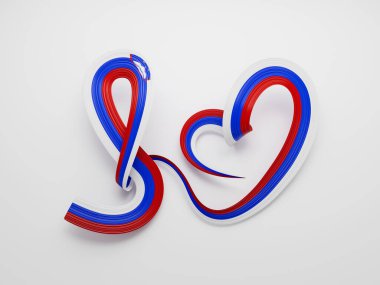 Slovenya Kalbi 'nin 3d Bayrağı Parlak Dalgalı Farkındalık Kurdelesi Beyaz Arkaplan 3d Görüntü