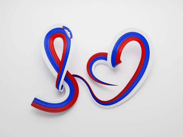 Flag Slovenia Heart Shaped Shiny Wavy Awareness Ribbon Flag White — Stock Photo, Image