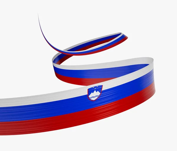 3D斯洛文尼亚国旗3D在白色背景下飘扬的条带旗3D说明 — 图库照片