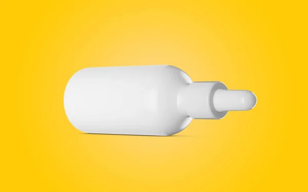 White Blank Cosmetic Oil Dropper Bottle Cap Isolated Yellow Background — Stock Photo, Image
