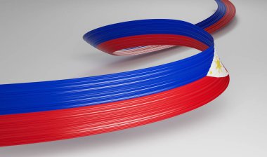 3d Filipinler Bayrağı 3d Dalgalı Parlak Filipinler Kurdelesi Beyaz Arkaplanda İzole Edildi 3d illüstrasyon