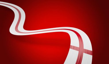 3d İngiltere Bayrağı 3d Dalgalı Parlak İngiltere Kurdelesi Kızıl Arkaplanda İzole Edildi, 3d illüstrasyon