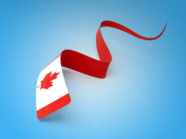 Kanada Bayrağı Dalgalı Parlak Kanada Kurdelesi Mavi Arkaplanda Zole Edildi — Stok fotoğraf
