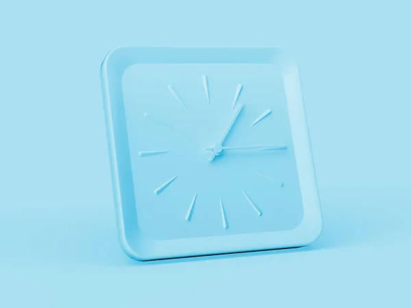 Horloge Murale Carrée Bleue Simple Quinze Quart Passé Illustration — Photo