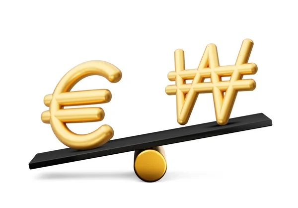 Трехмерные Золотые Иконы Евро Вон Трехмерные Черные Иконы Трехмерная Иллюстрация — стоковое фото