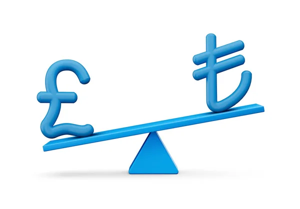 Blaues Pfund Und Lira Symbol Symbole Mit Blue Balance Weight — Stockfoto
