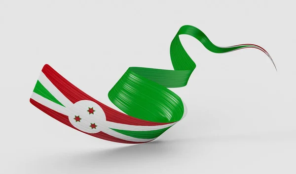 Bandeira Burundi Bandeira Fita Acenar Isolada Fundo Branco Ilustração — Fotografia de Stock