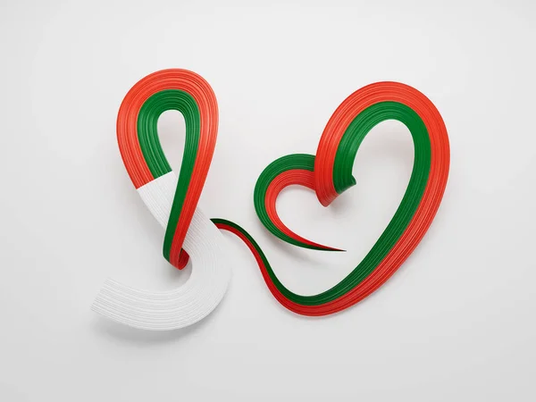 Flag Madagascar Heart Shaped Wavy Awareness Ribbon Flag White Background — Stock Photo, Image