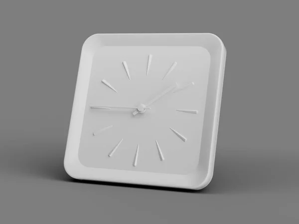 3D简单的白色广场钟表1 2灰色背景 3D插图 — 图库照片