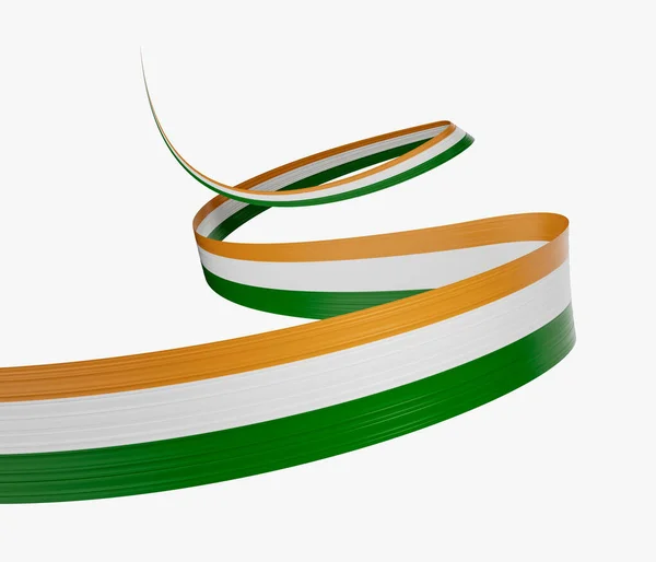 Vlag Van India Golvend Lint Vlag Geïsoleerd Witte Achtergrond Illustratie — Stockfoto