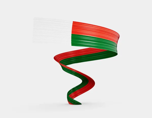 Bandiera Del Madagascar Sventola Nastro Della Bandiera Isolata Sfondo Bianco — Foto Stock