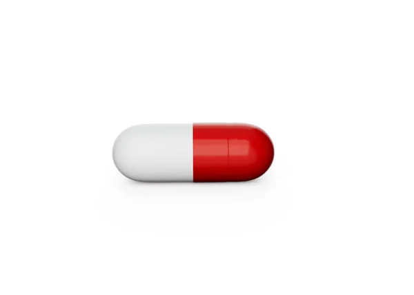 Cápsula Antibiótica Farmacéutica Roja Blanca Aislada Sobre Fondo Blanco Ilustración — Foto de Stock