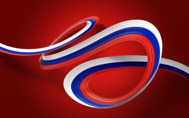 Rusya 'nın 3d Bayrağı 3d Kırmızı Arkaplanda İzole Edilmiş Dalgalanan Kurdele, 3d illüstrasyon