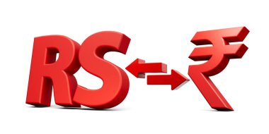 3d Kızıl Pakistanlı ve Hint Rupisi Sembol Simgesi Para Takas Okları Beyaz Arkaplan 3d Görüntü