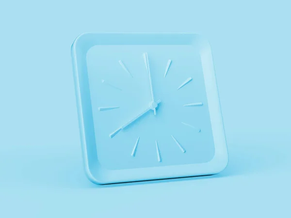 Horloge Murale Carrée Bleue Simple Clock Huit Heures Sur Fond — Photo