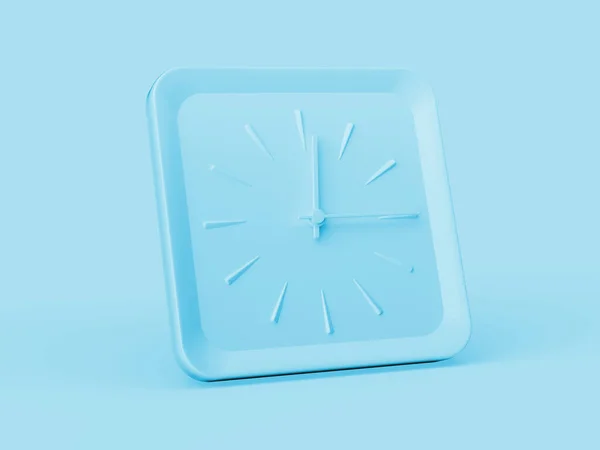 Simple Blue Square Wall Clock Twelve Fifteen Quarter Illustration — Stock Photo, Image