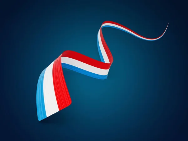 Flagga Luxemburg Vågigt Skimmer Luxemburg Band Isolerad Blå Bakgrund Illustration — Stockfoto