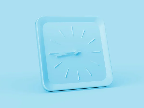 Simple Blue Square Wall Clock Eight Forty Five Quarter Blue — Stock Photo, Image