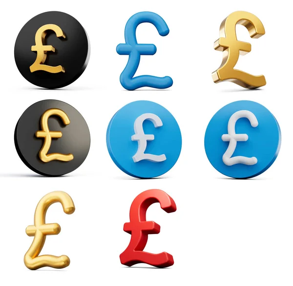 Set Von Acht Verschiedenen Stil Des Pfund Symbol Mit Abgerundeten — Stockfoto