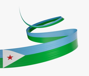 3d Cibuti bayrağı 3d Dalgalanan Kurdele Bayrakları Beyaz Arkaplanda İzole Edildi, 3d Görüntü