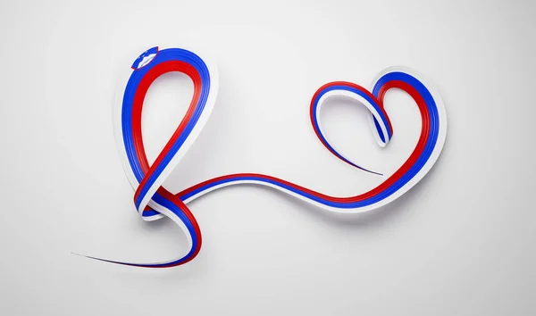 Σημαία Της Σλοβενίας Καρδιά Shaped Γυαλιστερό Κυματιστό Σημαία Ευαισθητοποίησης Κορδέλα — Φωτογραφία Αρχείου