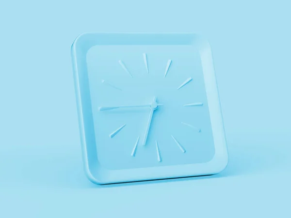 Simple Blue Square Wall Clock Six Forty Five Quarter Blue — Stock Photo, Image