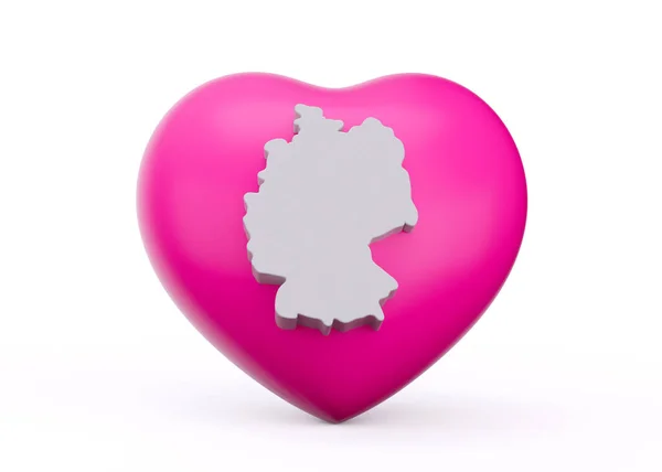 Stock image 3d Pink Heart With 3d White Map Of Germany Isolated On White Background 3d illustration