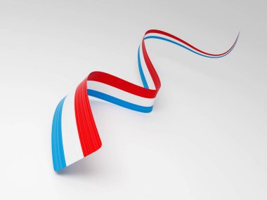 3d Lüksemburg Bayrağı 3d Dalgalı Parlak Lüksemburg Kurdelesi Beyaz Arkaplanda İzole Edildi 3D