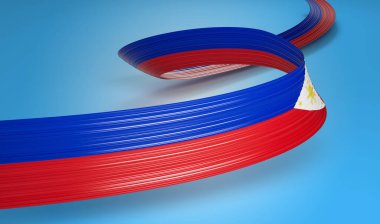 3d Filipinler Bayrağı 3d Dalgalı Parlak Filipinler Kurdelesi Mavi Arkaplanda İzole Edildi 3d