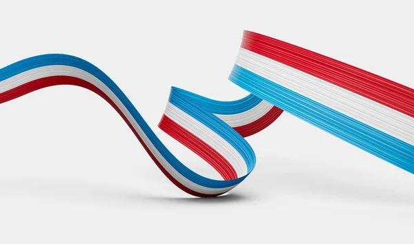 3D卢森堡国旗3D Wavy Shiny Luxembourg Ribbon Isolated White Background 3D例证 — 图库照片