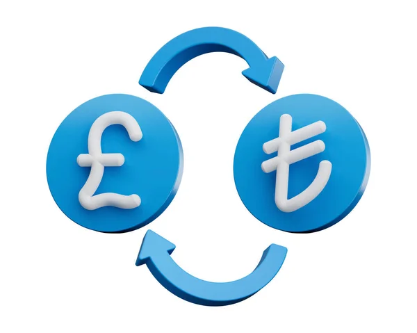 Fehér Font Líra Szimbólum Lekerekített Kék Ikonok Pénzváltó Nyilak Illusztráció — Stock Fotó