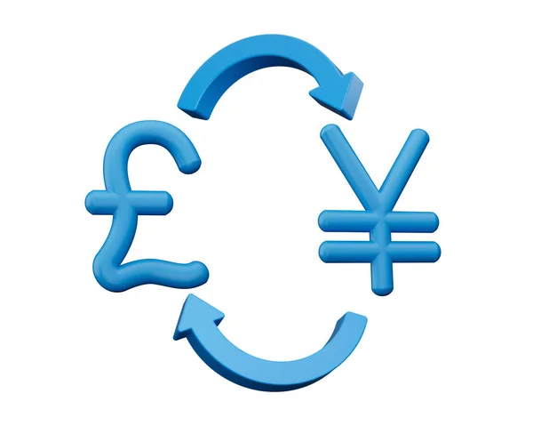 Blue Pound Yen Symbool Pictogrammen Met Geld Wisselen Pijlen Witte — Stockfoto