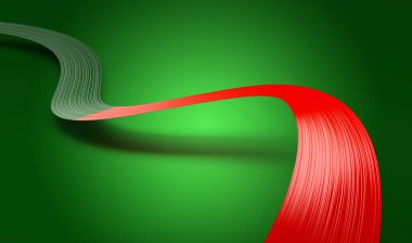 Portekiz 'in 3d Bayrağı 3d Dalgalı Parlak Portekiz Kurdelesi Yeşil Arkaplanda İzole Edildi, 3d illüstrasyon