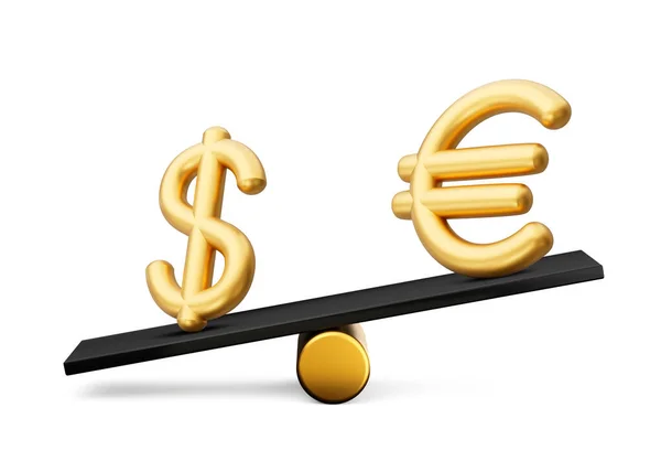 Icônes Symbole Dollar Euro Avec Balançoire Poids Balance Noire Illustration — Photo