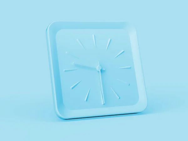 Horloge Murale Carrée Bleue Simple Neuf Trente Deux Passé Fond — Photo