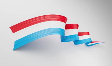 3d Lüksemburg Bayrağı 3d Parlak Dalgalı Bayrak Kurdelesi Beyaz Arkaplanda İzole Edildi, 3D Görüntü