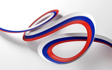 Rusya 'nın 3d Bayrağı 3d Beyaz Arkaplanda İzole Edilmiş Dalgalanan Kurdele, 3d illüstrasyon