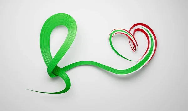 Flag Burundi Heart Shaped Shiny Wavy Awareness Ribbon Flag White — Stock Photo, Image