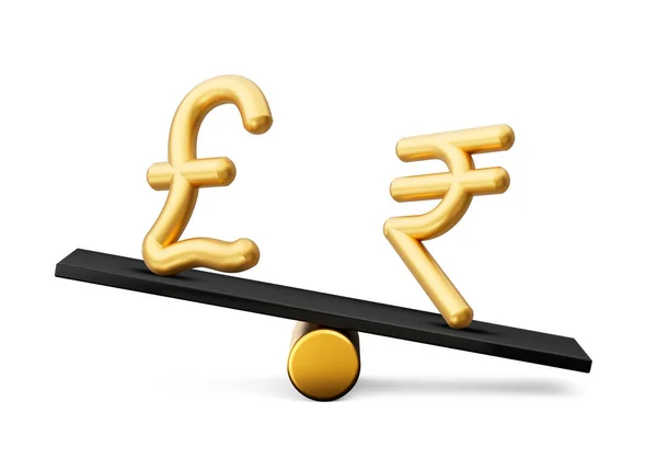 Goldenes Pfund Und Rupie Symbol Symbole Mit Schwarzabgleichwippe Illustration — Stockfoto