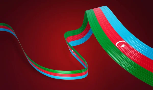 stock image 3d Flag Of Azerbaijan 3d Waving Azerbaijan Ribbon Flag Isolated On Red Background, 3d illustration