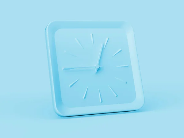 Simple Blue Square Wall Clock Twelve Forty Five Quarter Illustration — Stock Photo, Image