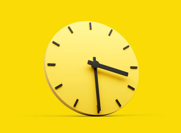 Simple Amarillo Redondo Reloj Pared Tres Treinta Media Pasado Fondo —  Fotos de Stock