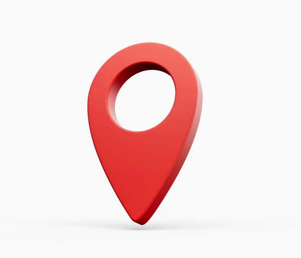Shiny Red Location Map Pin Navigation Symbol Ikon Isolerad Vit — Stockfoto