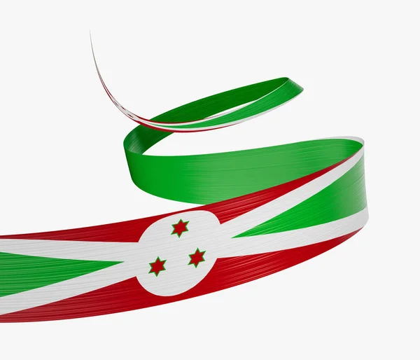 Zászló Burundi Hullámzó Szalag Zászló Elszigetelt Fehér Háttér Illusztráció — Stock Fotó