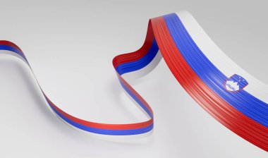 Slovenya 'nın 3d Bayrağı 3d Beyaz Arkaplanda İzole Edilmiş Dalgalanan Kurdele Bayrağı, 3d İllüstrasyon