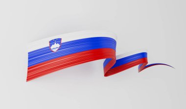 Slovenya 'nın 3d Bayrağı 3d Dalgalı Parlak Slovenya Kurdelesi Beyaz Arkaplanda İzole Edildi 3d Görüntü