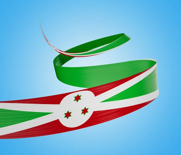 Flagge Von Burundi Wehende Bandfahne Isoliert Auf Weichem Blauen Hintergrund — Stockfoto